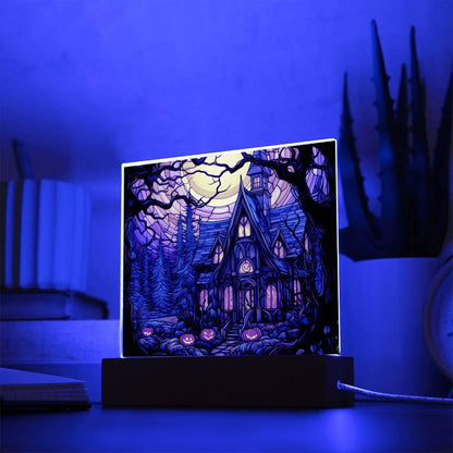 Ghoulish Mansion: Acrylic Plaque Halloween Decor - Mallard Moon Gift Shop
