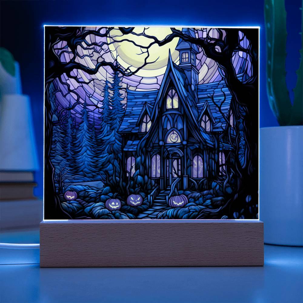 Ghoulish Mansion: Acrylic Plaque Halloween Decor - Mallard Moon Gift Shop