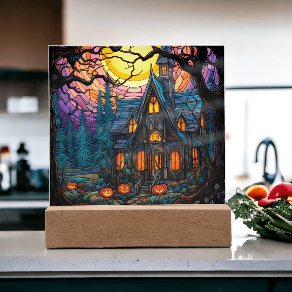 Ghoulish Mansion: Acrylic Plaque Halloween Decor - Mallard Moon Gift Shop