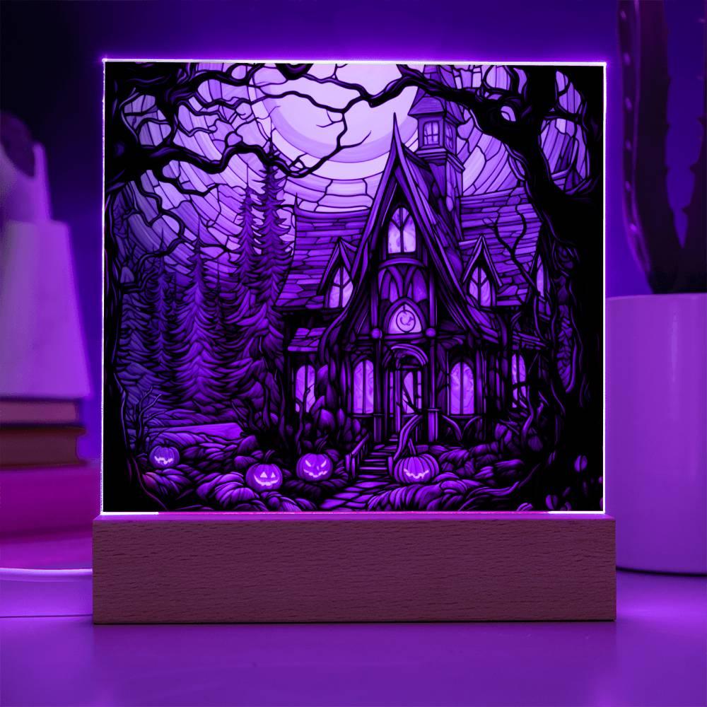 Ghoulish Mansion: Acrylic Plaque Halloween Decor - Mallard Moon Gift Shop