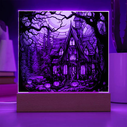 Ghoulish Mansion: Acrylic Plaque Halloween Decor - Mallard Moon Gift Shop