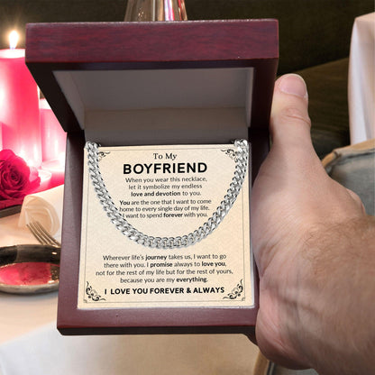 Gift for Boyfriend I Promise to Always Love You Chain Link Necklace with Message Card - Mallard Moon Gift Shop