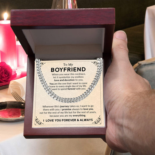 Gift for Boyfriend I Promise to Always Love You Chain Link Necklace with Message Card - Mallard Moon Gift Shop