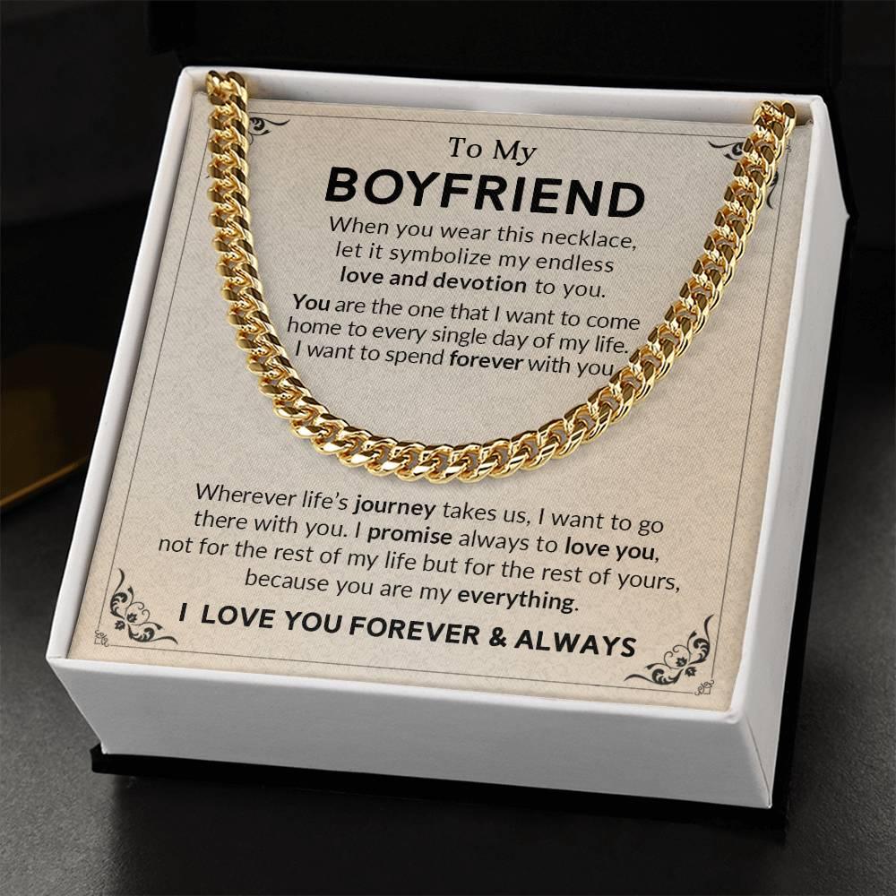 Gift for Boyfriend I Promise to Always Love You Chain Link Necklace with Message Card - Mallard Moon Gift Shop