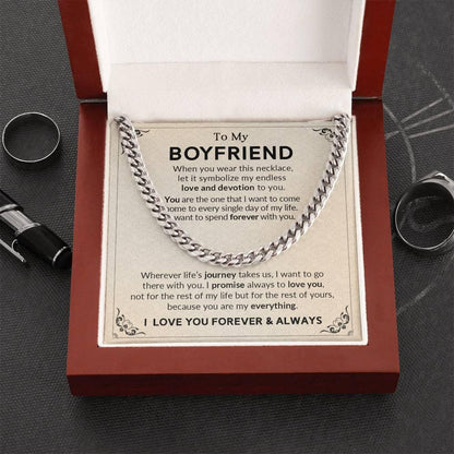 Gift for Boyfriend I Promise to Always Love You Chain Link Necklace with Message Card - Mallard Moon Gift Shop