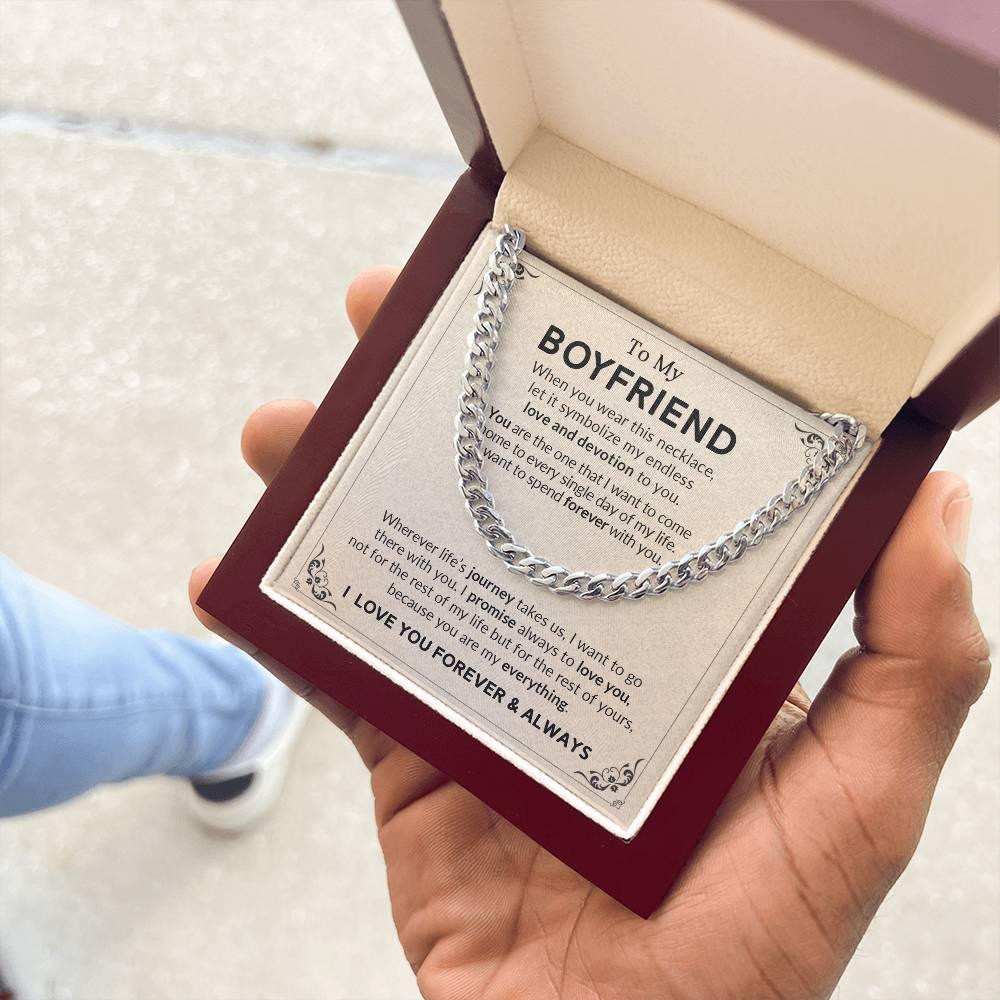 Gift for Boyfriend I Promise to Always Love You Chain Link Necklace with Message Card - Mallard Moon Gift Shop