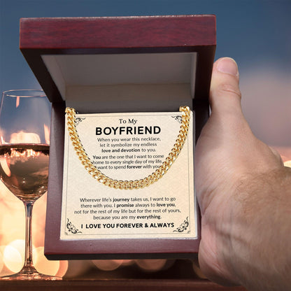 Gift for Boyfriend I Promise to Always Love You Chain Link Necklace with Message Card - Mallard Moon Gift Shop