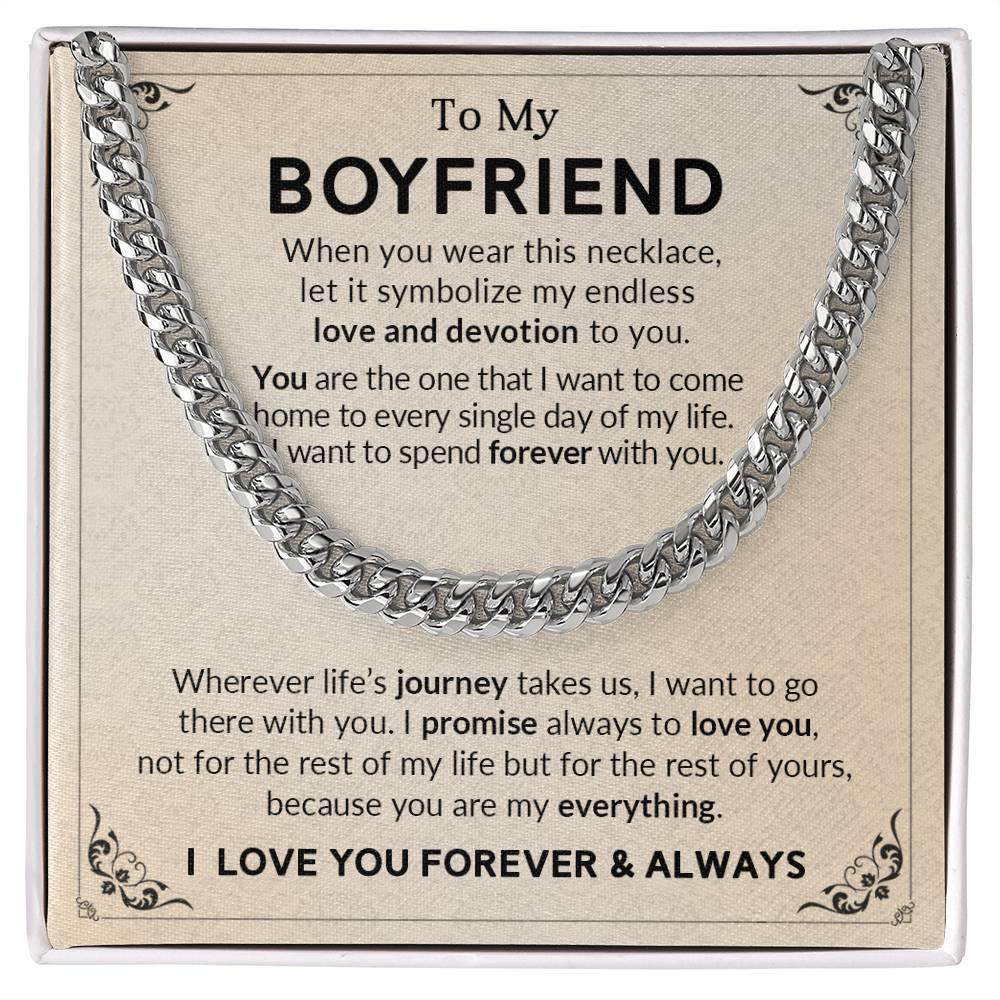 Gift for Boyfriend I Promise to Always Love You Chain Link Necklace with Message Card - Mallard Moon Gift Shop