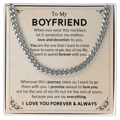 Gift for Boyfriend I Promise to Always Love You Chain Link Necklace with Message Card - Mallard Moon Gift Shop