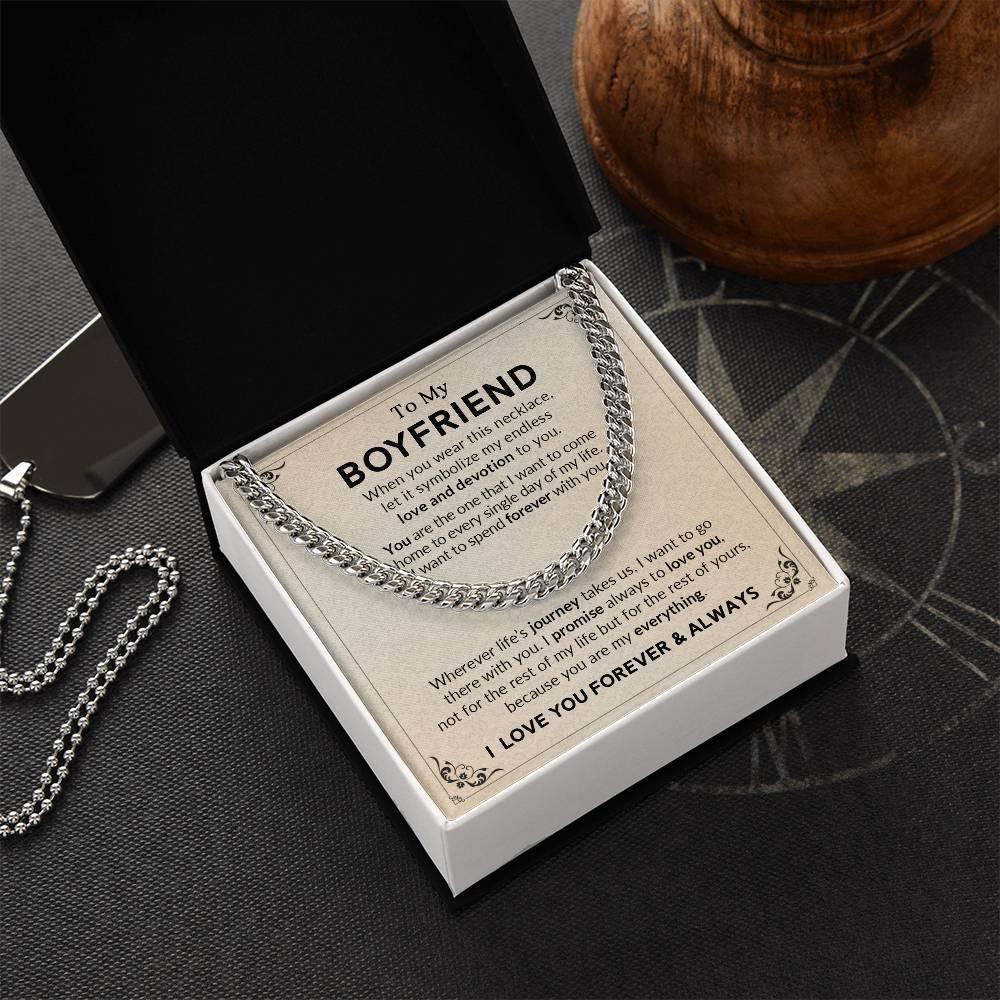 Gift for Boyfriend I Promise to Always Love You Chain Link Necklace with Message Card - Mallard Moon Gift Shop