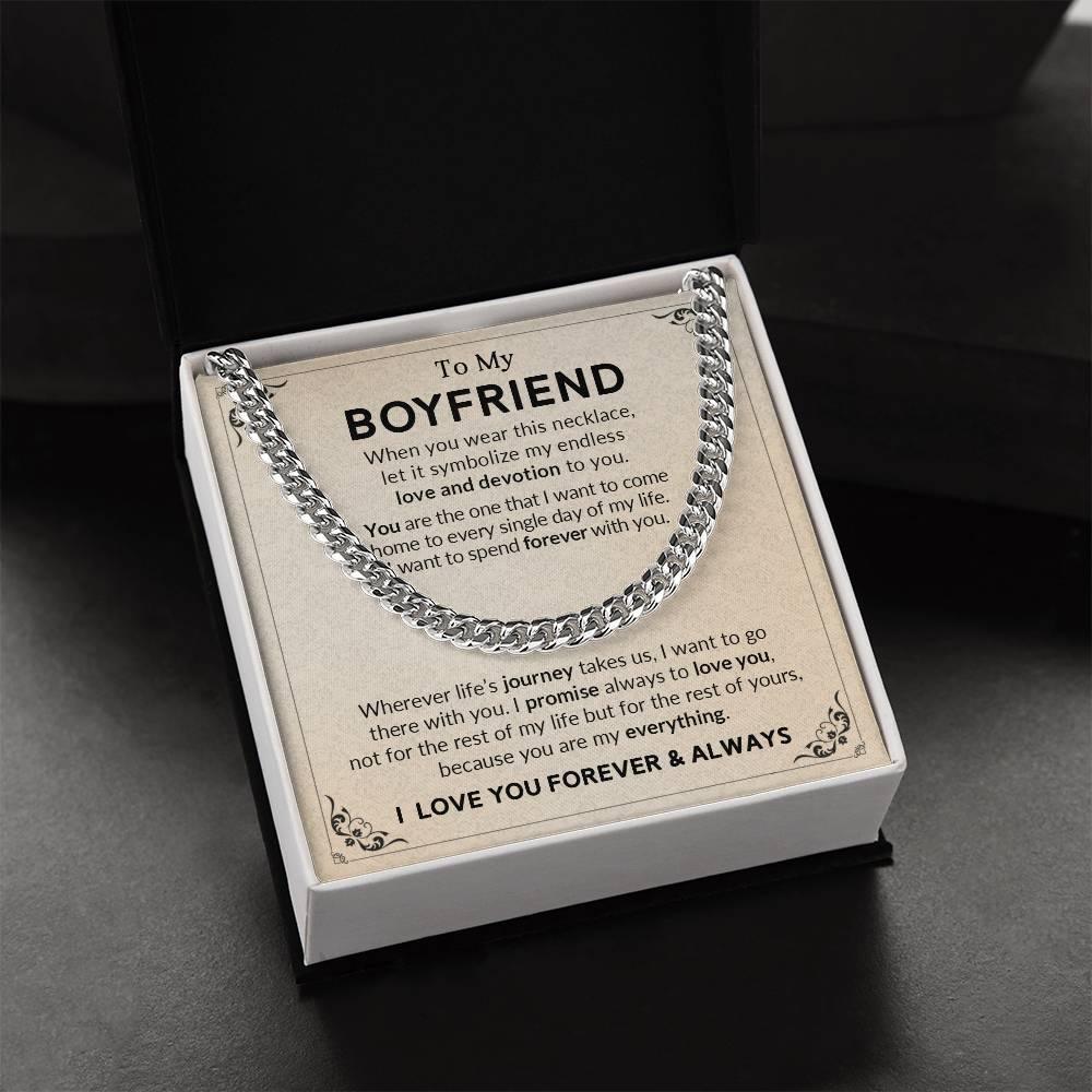 Gift for Boyfriend I Promise to Always Love You Chain Link Necklace with Message Card - Mallard Moon Gift Shop