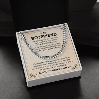 Gift for Boyfriend I Promise to Always Love You Chain Link Necklace with Message Card - Mallard Moon Gift Shop