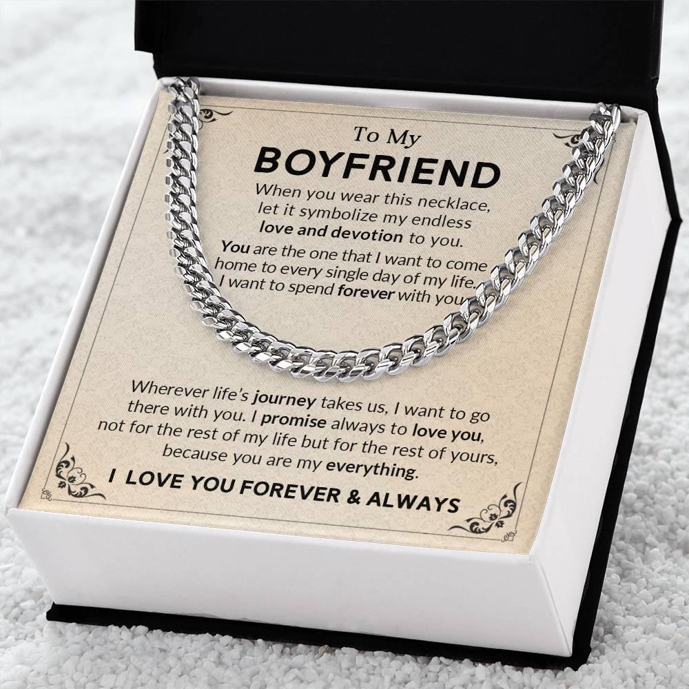 Gift for Boyfriend I Promise to Always Love You Chain Link Necklace with Message Card - Mallard Moon Gift Shop