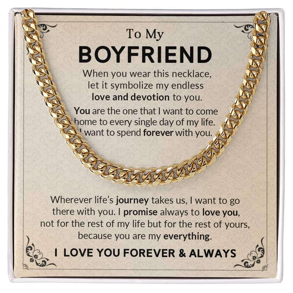 Gift for Boyfriend I Promise to Always Love You Chain Link Necklace with Message Card - Mallard Moon Gift Shop