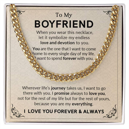 Gift for Boyfriend I Promise to Always Love You Chain Link Necklace with Message Card - Mallard Moon Gift Shop
