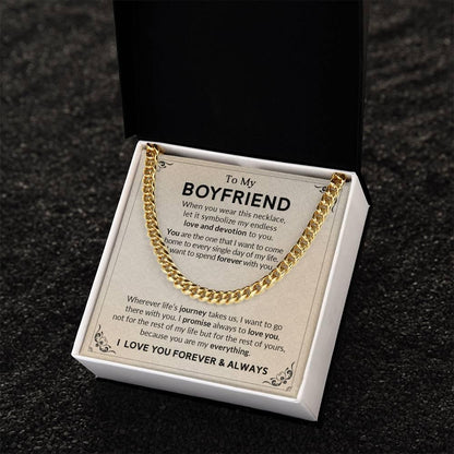 Gift for Boyfriend I Promise to Always Love You Chain Link Necklace with Message Card - Mallard Moon Gift Shop