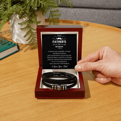 Gift for Dad I Admire your Courage Braided Leather Bracelet - Mallard Moon Gift Shop