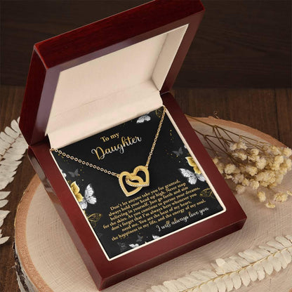 Gift for Daughter - Pursue Your Dreams I Will Always Love You Interlocking Hearts Necklace - Mallard Moon Gift Shop