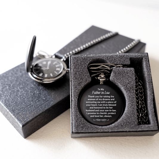 Gift for Father In Law Engravable Pocket Watch - Mallard Moon Gift Shop