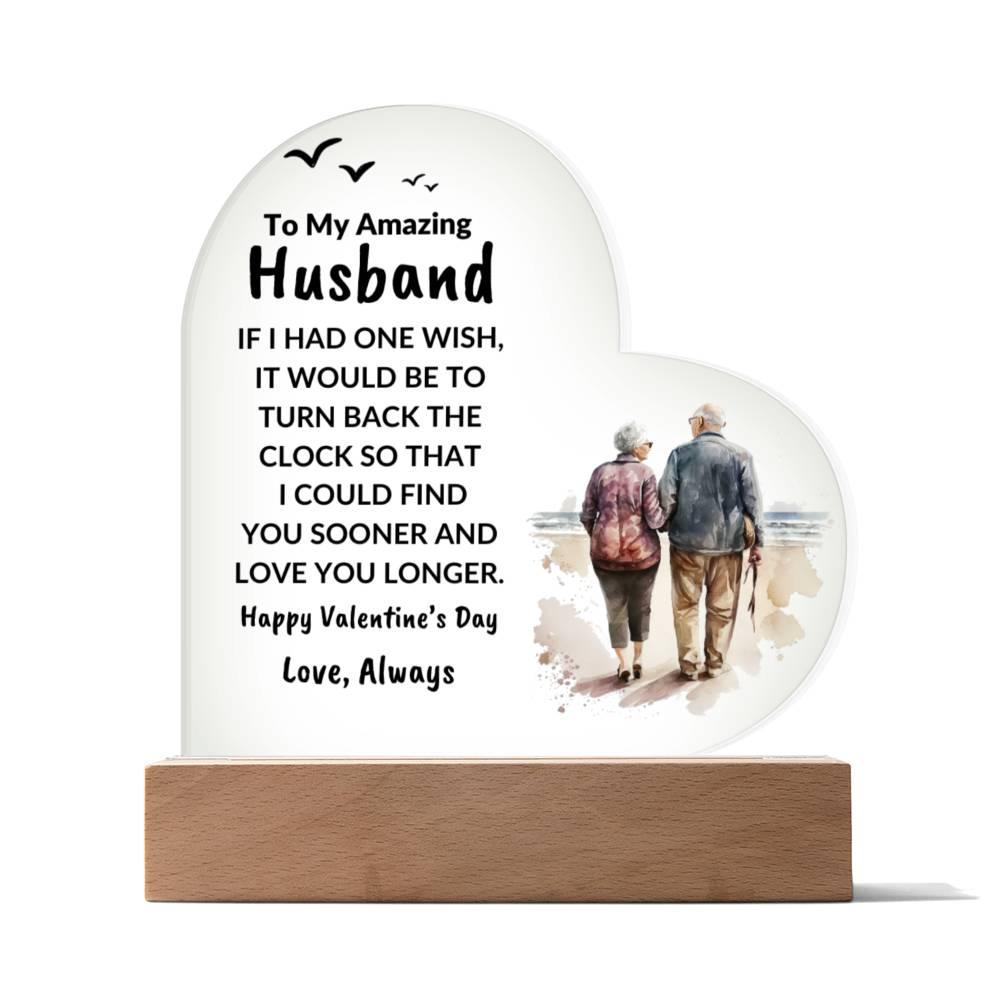 Gift for Husband Love You Longer Personalized Anniversary Birthday Valentine's Day Acrylic Heart Plaque - Mallard Moon Gift Shop