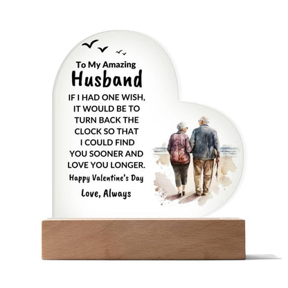 Gift for Husband Love You Longer Personalized Anniversary Birthday Valentine's Day Acrylic Heart Plaque - Mallard Moon Gift Shop