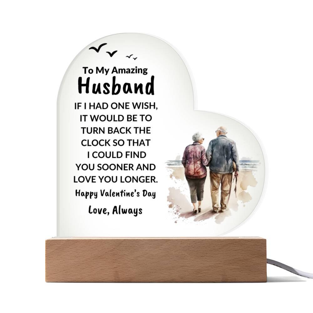 Gift for Husband Love You Longer Personalized Anniversary Birthday Valentine's Day Acrylic Heart Plaque - Mallard Moon Gift Shop