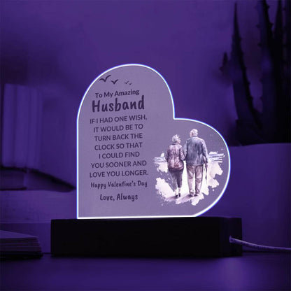 Gift for Husband Love You Longer Personalized Anniversary Birthday Valentine's Day Acrylic Heart Plaque - Mallard Moon Gift Shop