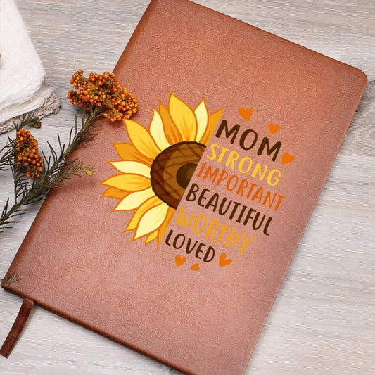 Gift for Mom Personalized Sunflower Graphic Leather Journal - Mallard Moon Gift Shop
