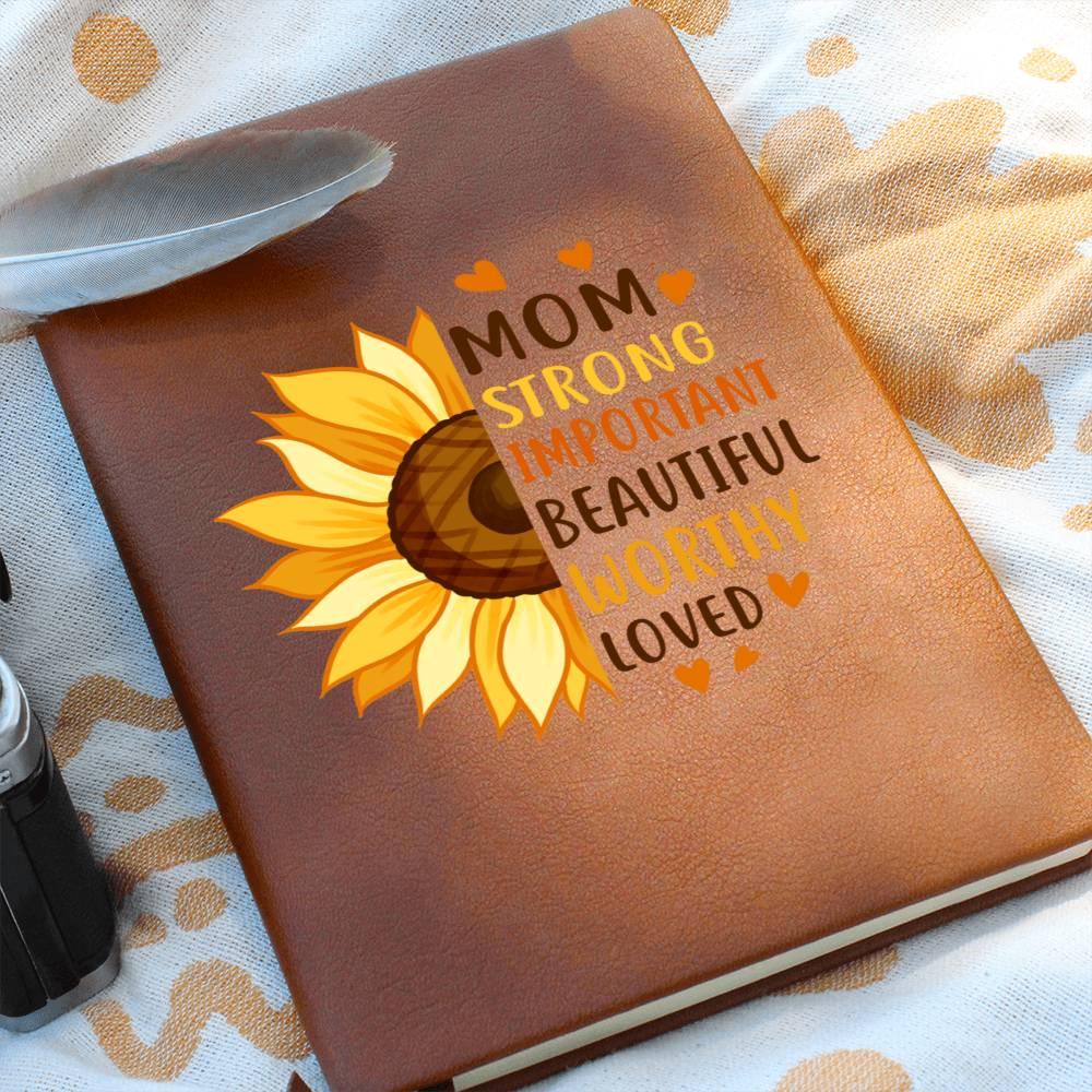 Gift for Mom Personalized Sunflower Graphic Leather Journal - Mallard Moon Gift Shop