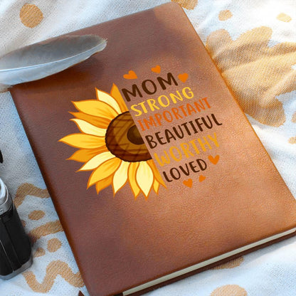Gift for Mom Personalized Sunflower Graphic Leather Journal - Mallard Moon Gift Shop