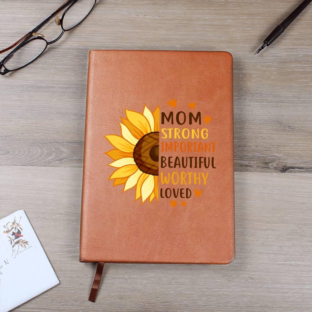 Gift for Mom Personalized Sunflower Graphic Leather Journal - Mallard Moon Gift Shop