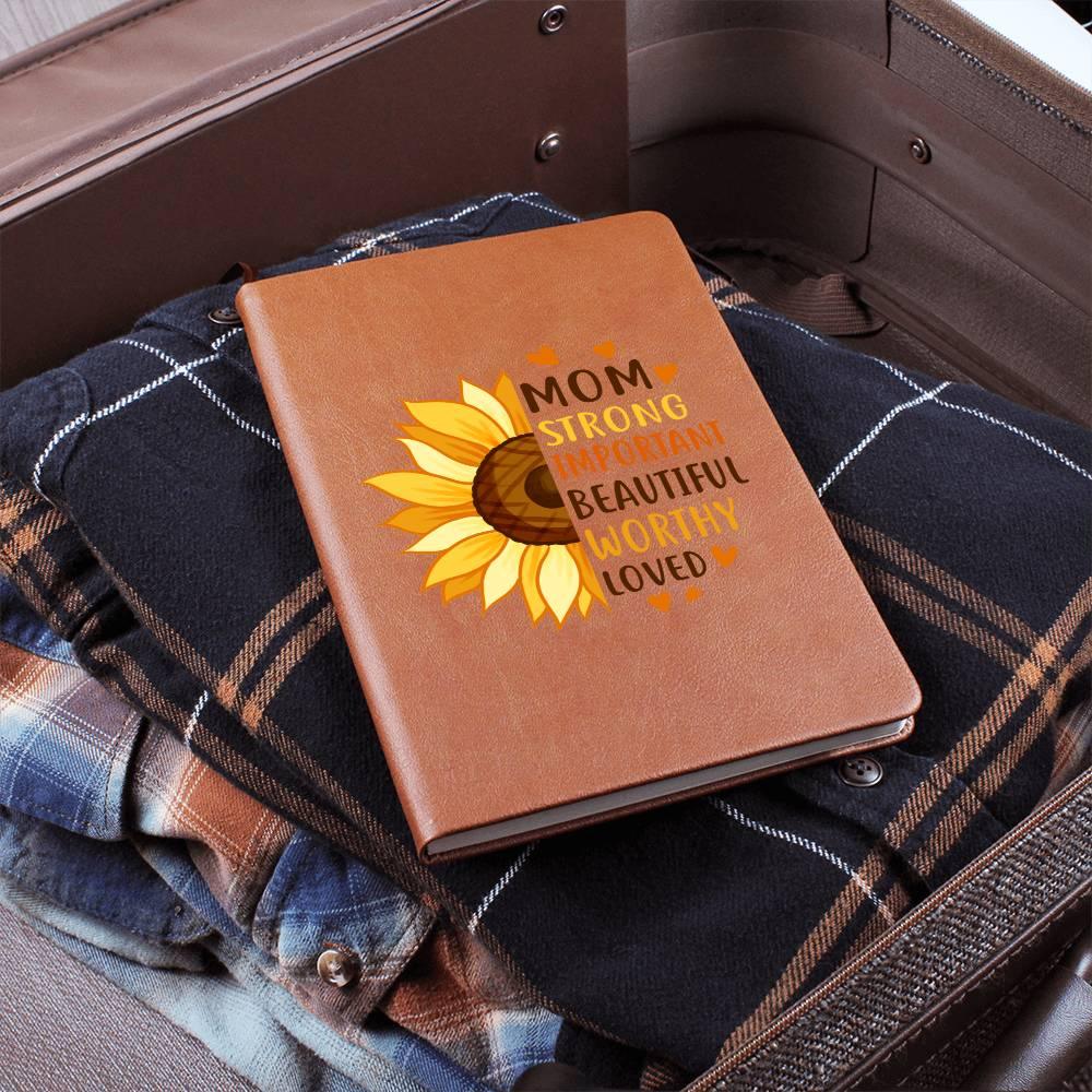 Gift for Mom Personalized Sunflower Graphic Leather Journal - Mallard Moon Gift Shop