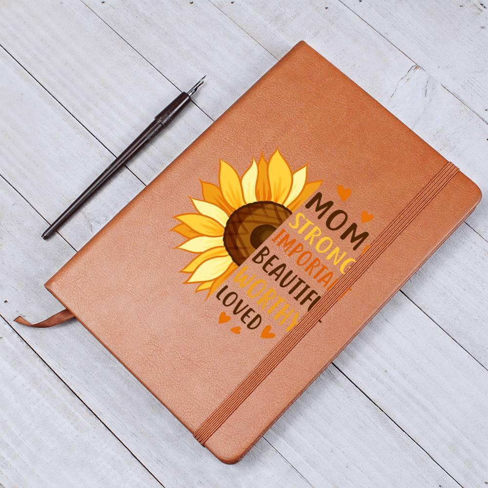 Gift for Mom Personalized Sunflower Graphic Leather Journal - Mallard Moon Gift Shop