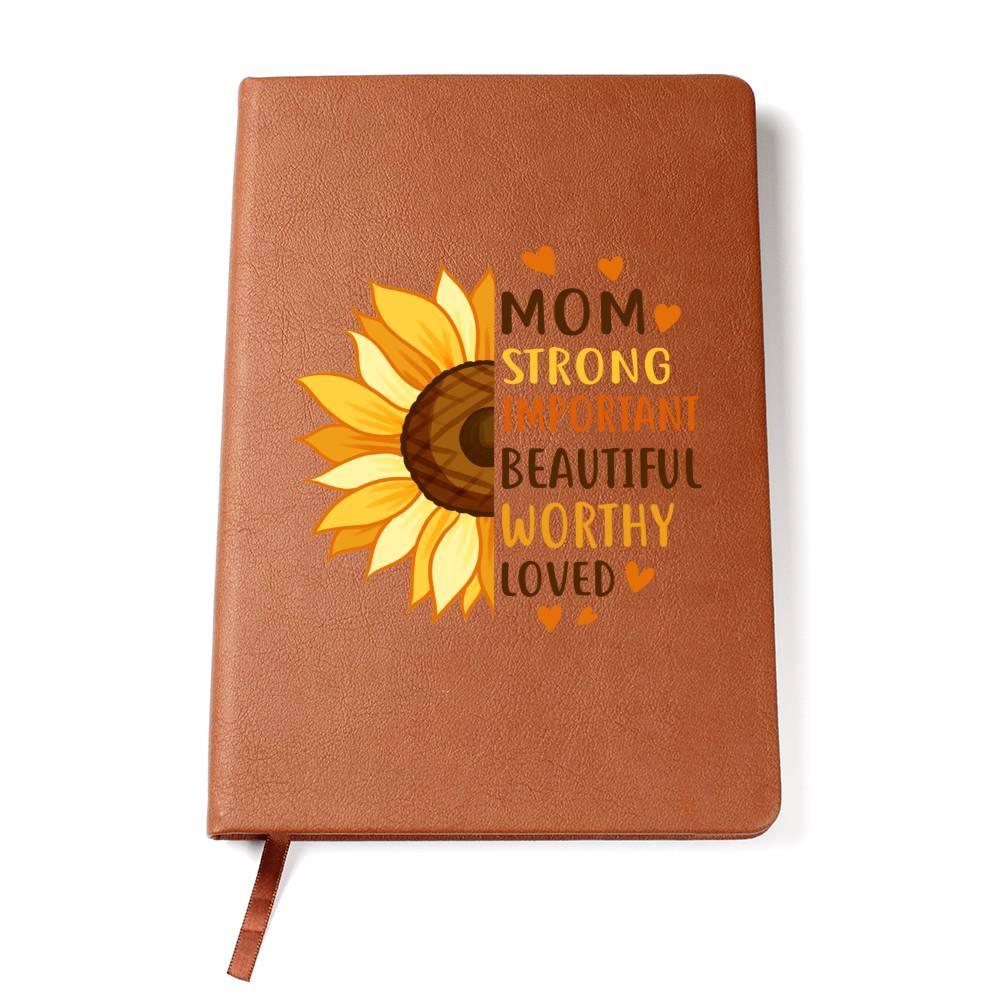 Gift for Mom Personalized Sunflower Graphic Leather Journal - Mallard Moon Gift Shop