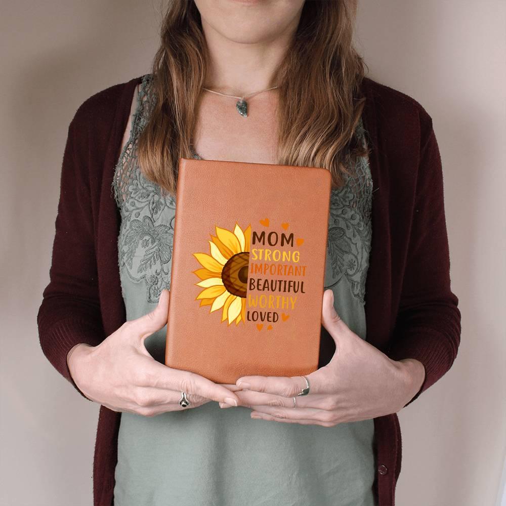 Gift for Mom Personalized Sunflower Graphic Leather Journal - Mallard Moon Gift Shop