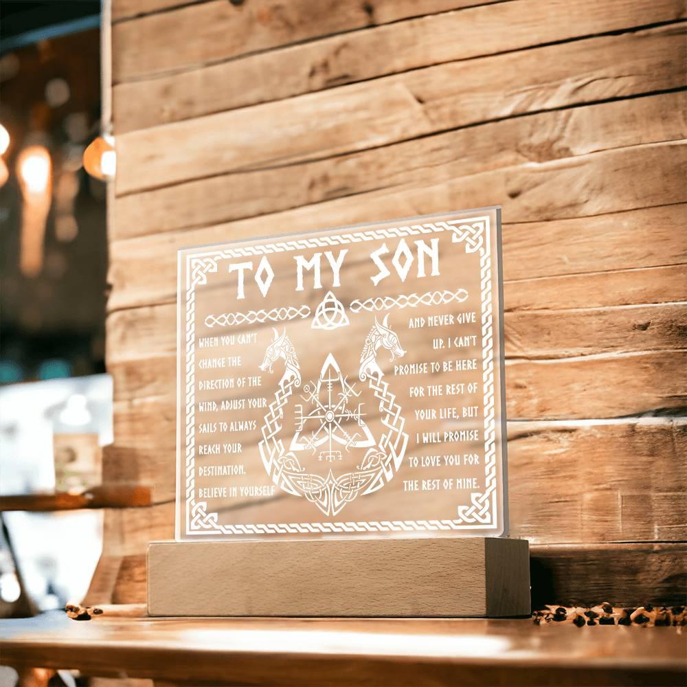 Gift for Son Inspirational Acrylic Plaque Never Give Up - Mallard Moon Gift Shop