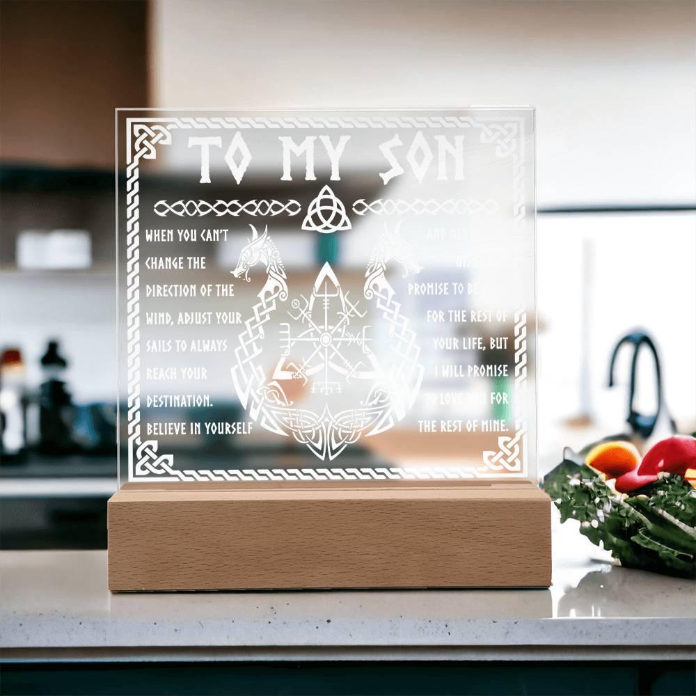 Gift for Son Inspirational Acrylic Plaque Never Give Up - Mallard Moon Gift Shop