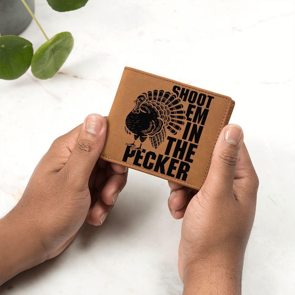 Gift for Turkey Hunter Leather Wallet - Mallard Moon Gift Shop