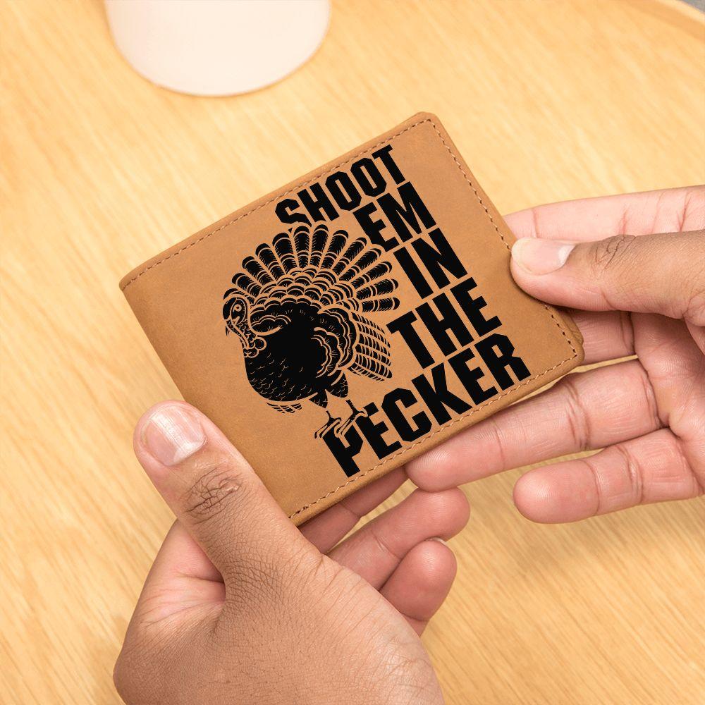 Gift for Turkey Hunter Leather Wallet - Mallard Moon Gift Shop