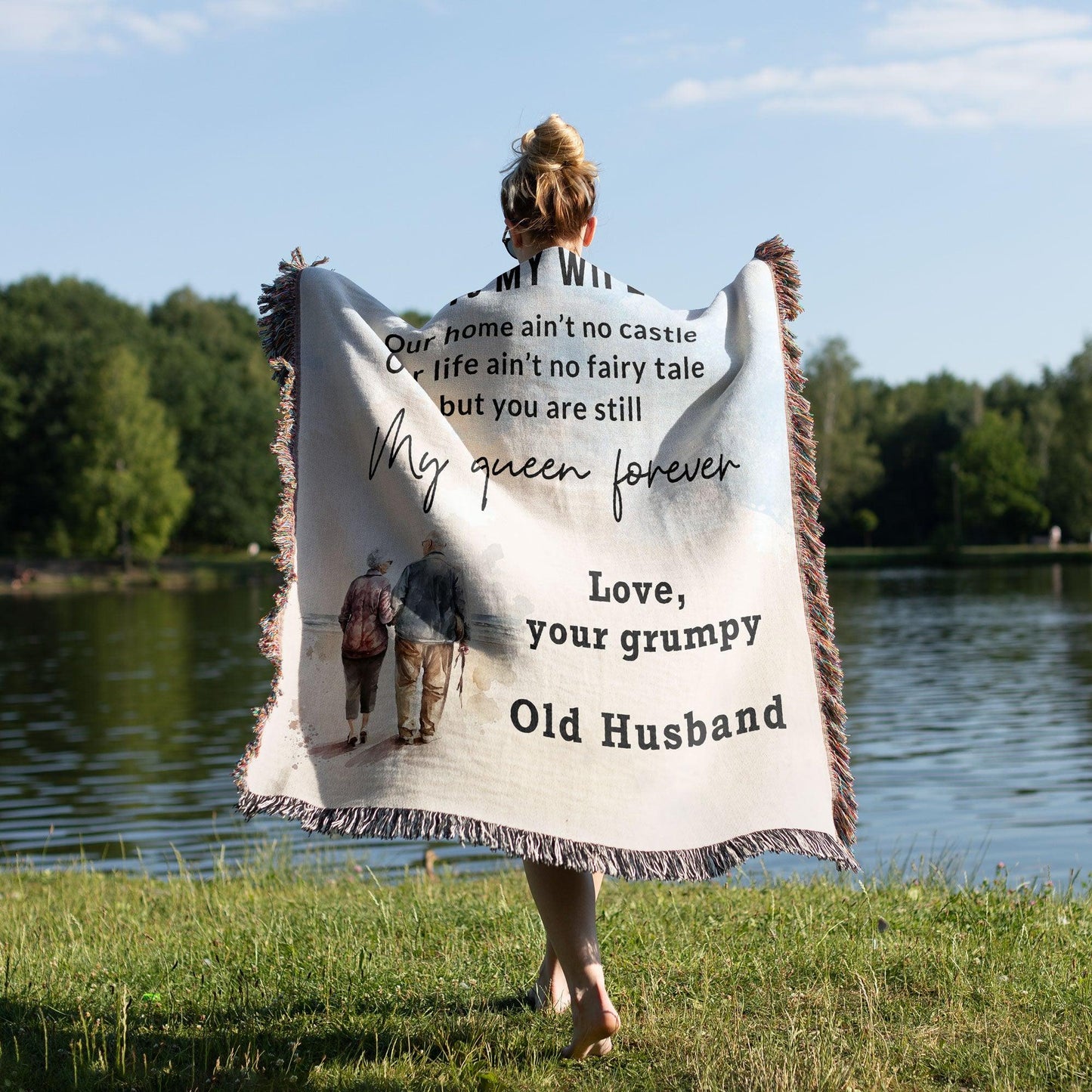 Gift for Wife from Grumpy Old Husband Heirloom Woven Blanket - Mallard Moon Gift Shop
