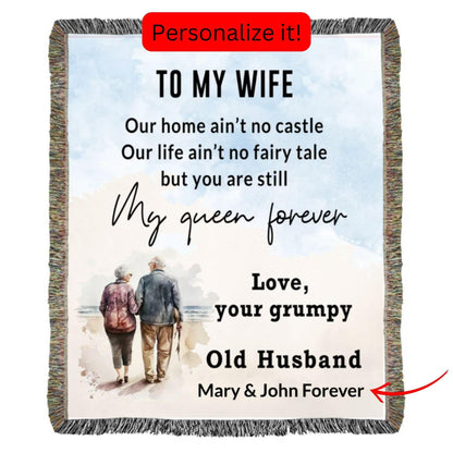 Gift for Wife from Grumpy Old Husband Heirloom Woven Blanket - Mallard Moon Gift Shop