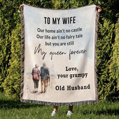 Gift for Wife from Grumpy Old Husband Heirloom Woven Blanket - Mallard Moon Gift Shop