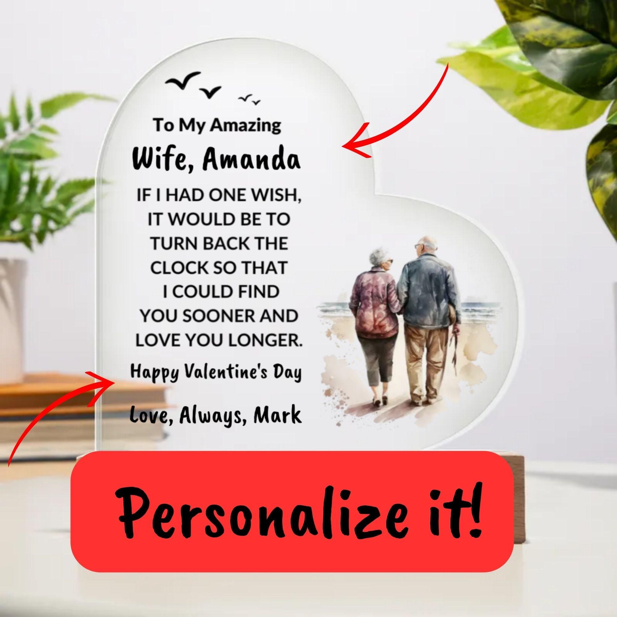 Gift for Wife Love You Longer Anniversary Birthday Valentine's Day Acrylic Heart Plaque - Mallard Moon Gift Shop