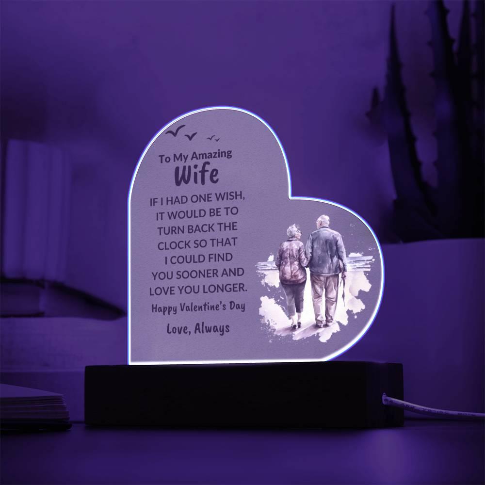 Gift for Wife Love You Longer Anniversary Birthday Valentine's Day Acrylic Heart Plaque - Mallard Moon Gift Shop