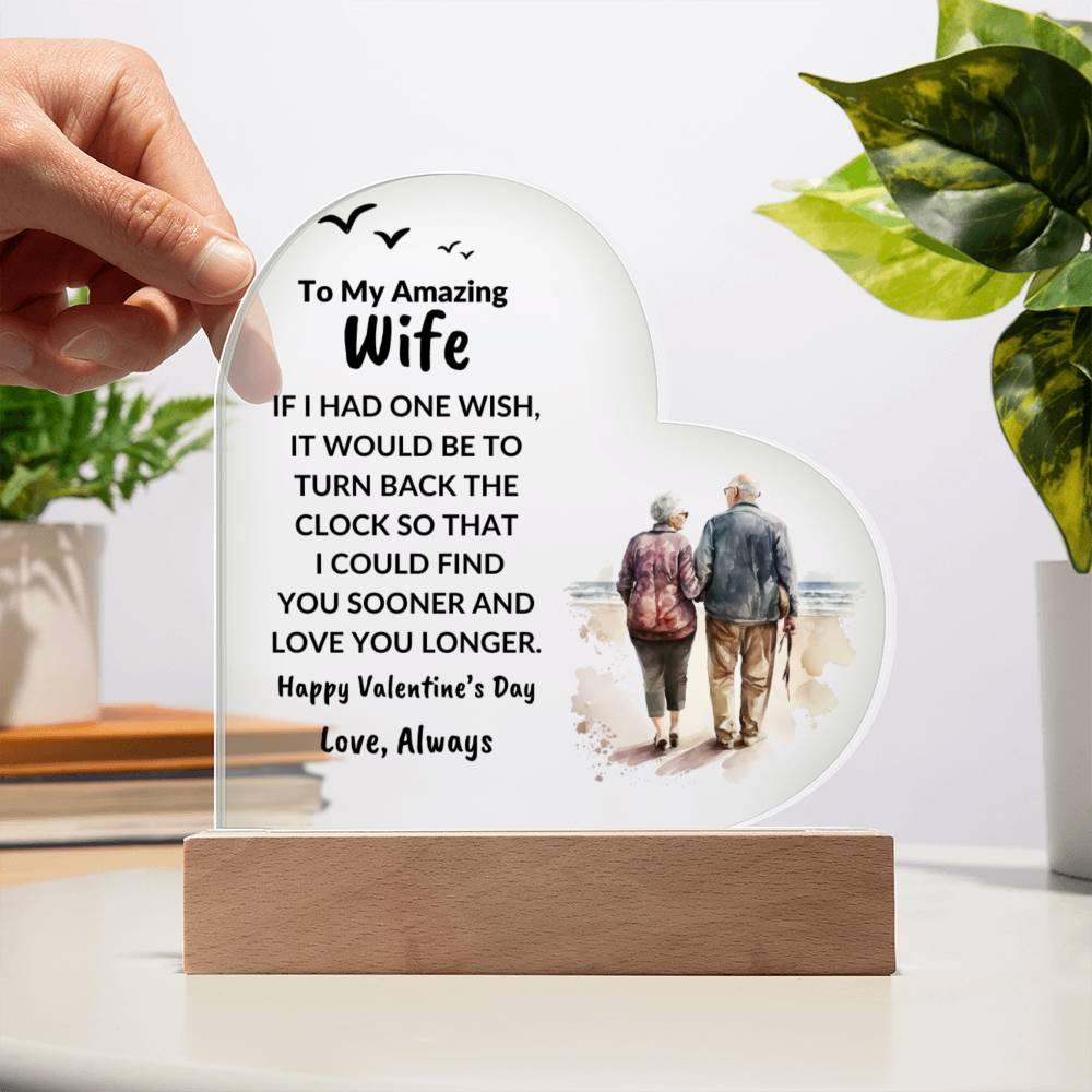 Gift for Wife Love You Longer Anniversary Birthday Valentine's Day Acrylic Heart Plaque - Mallard Moon Gift Shop