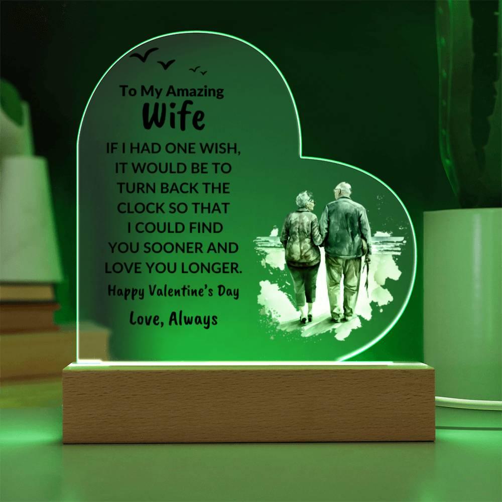 Gift for Wife Love You Longer Anniversary Birthday Valentine's Day Acrylic Heart Plaque - Mallard Moon Gift Shop