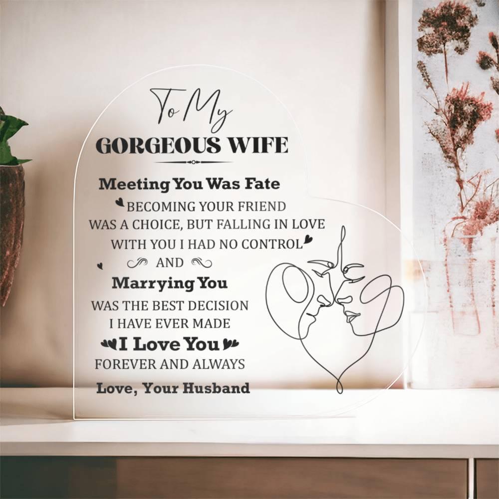 Gift for Wife Meeting You was Fate Acrylic Heart Plaque - Mallard Moon Gift Shop