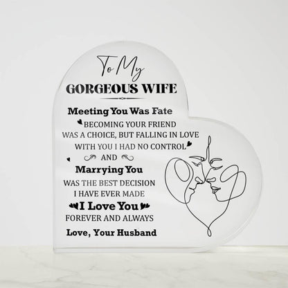 Gift for Wife Meeting You was Fate Acrylic Heart Plaque - Mallard Moon Gift Shop