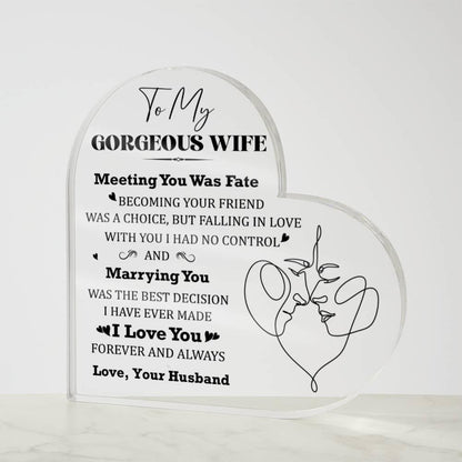Gift for Wife Meeting You was Fate Acrylic Heart Plaque - Mallard Moon Gift Shop