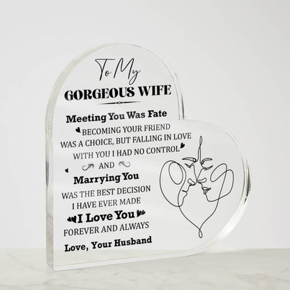 Gift for Wife Meeting You was Fate Acrylic Heart Plaque - Mallard Moon Gift Shop